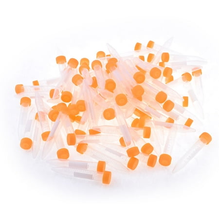 Unique Bargains 100 Pcs 10ml Clear White Plastic Tubing Centrifuge Tubes + Orange Cover