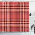 thumbnail image 1 of Ambesonne Checkered Shower Curtain, White Lines and Cells, 69"Wx84"L, Dark Coral Orange White, 1 of 3