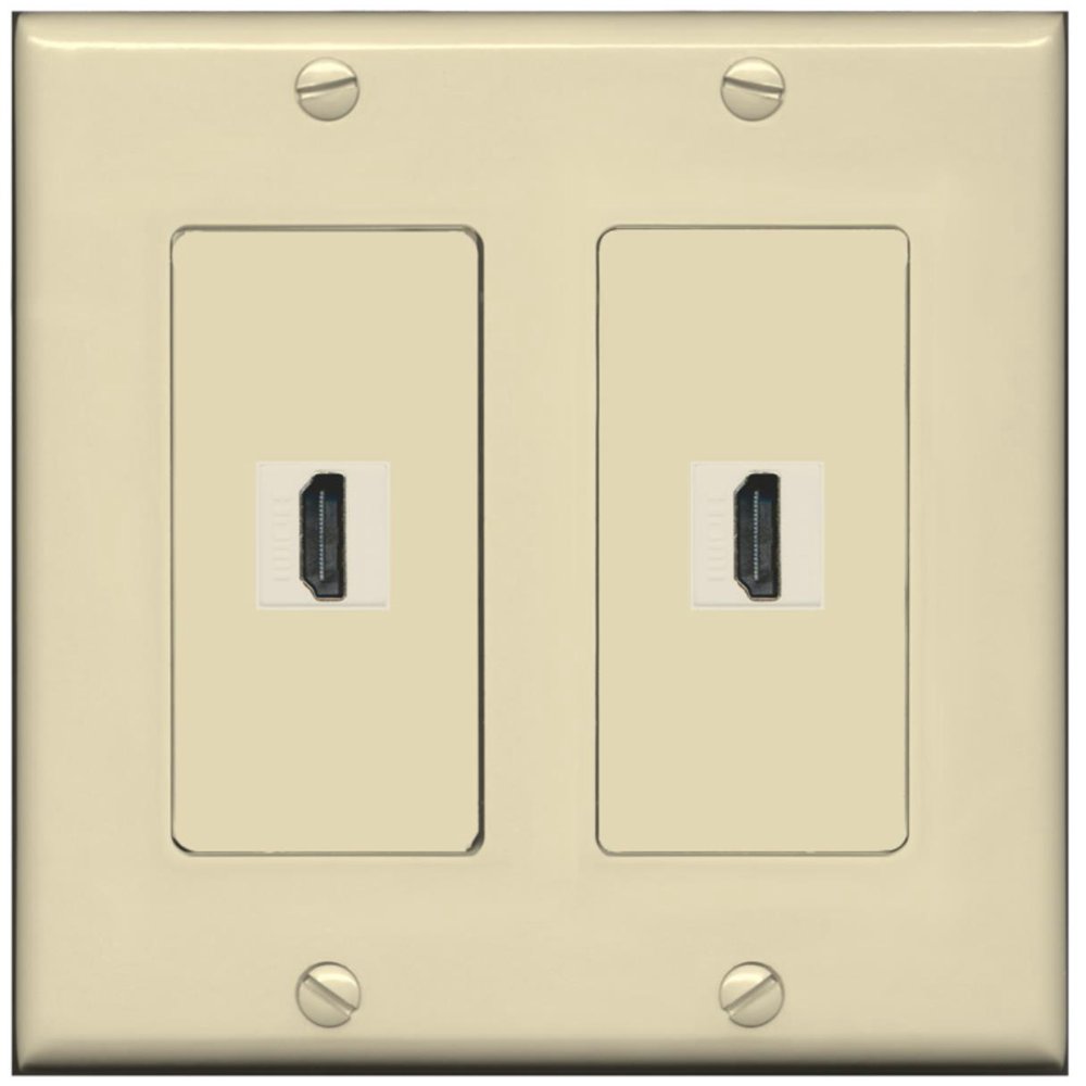 RiteAV 2 Port HDMI Dual Gang Wall Plate Ivory