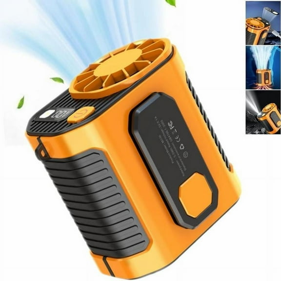 Upgrade Personal Portable Waist Clip Fan,Rechargeable 5000mAh Battery Power bank,10 Speeds 10000RPM Strong Airflow, LED Light, up to 8H of Working Time, Hands-Free Hanging Neck Fan, Wearable Belt Fan