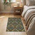 thumbnail image 3 of ODIKA 2'x3' Washable Accent Rug Pet Friendly, Bedside Mat Tropical Jungle With Vintage Striped Geometric Trim Snake Boho Refined for Bedroom, Nursery, RV, 3 of 7