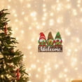 thumbnail image 4 of Cartel de bienvenida navideño, diseño de gnomos de invierno, colgador decorativo con detalles de copos de nieve, placa colgante festiva, adorno navideño para decoración del hogar, 4 of 6