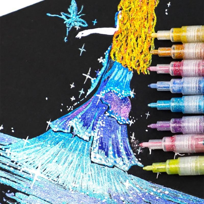 CEORPER Glittering Highlighter Pen Quick Drying for Journaling Card Making Drawing