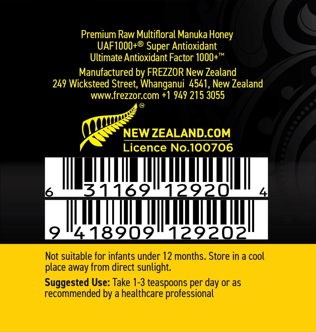 FREZZOR Multifloral Wild Manuka Honey New Zealand | Organic UAF1000+, Raw, Antibacterial, Anti-Inflammatory, Natural Antioxidants and Immune Support, 2 Jars