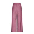 thumbnail image 4 of Roncen Women's Striped Straight Leg Pants - Mid-Rise Casual Fit Trousers with Drawstring Waist & Pockets, 4 of 5