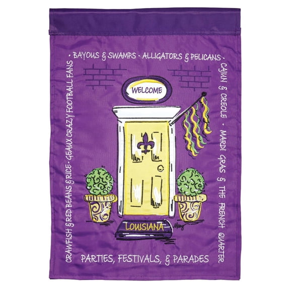 Magnolia Gardens M011155 13 x 18 in. Louisiana Frontdoor Applique Garden Flag
