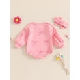 thumbnail image 3 of Suealasg Baby Girl Fall One Piece Clothes 3 6 12 18 Months Infant Girl Long Sleeve Bow Print Romper Bodysuit +Headband Newborn Girl Autumn Playsuit, 3 of 8