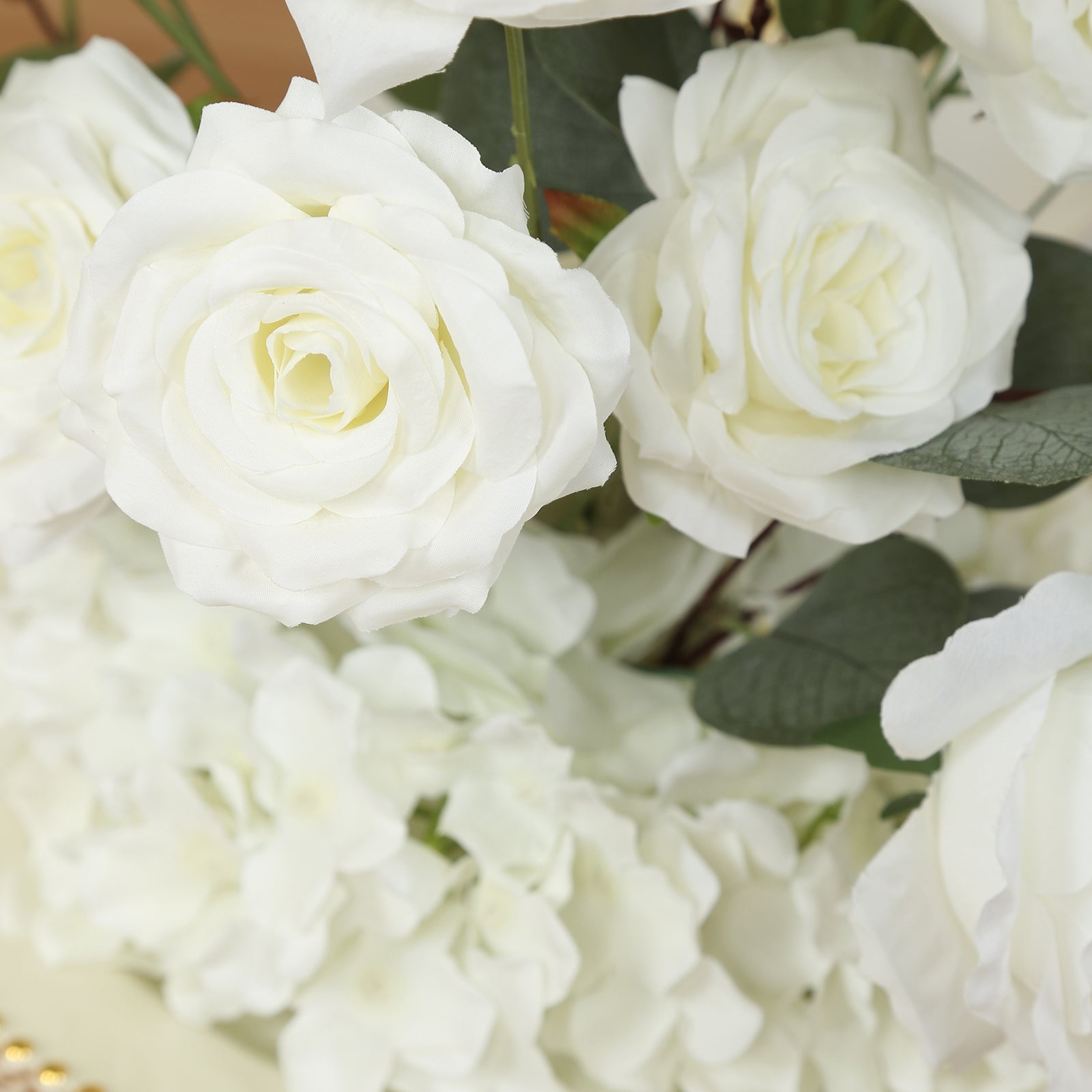 Efavormart 4-Pack Artificial Flower Arrangements – 20" White Roses, Hydrangeas & Eucalyptus, Free-Standing with Foam Base for Wedding Aisle Décor