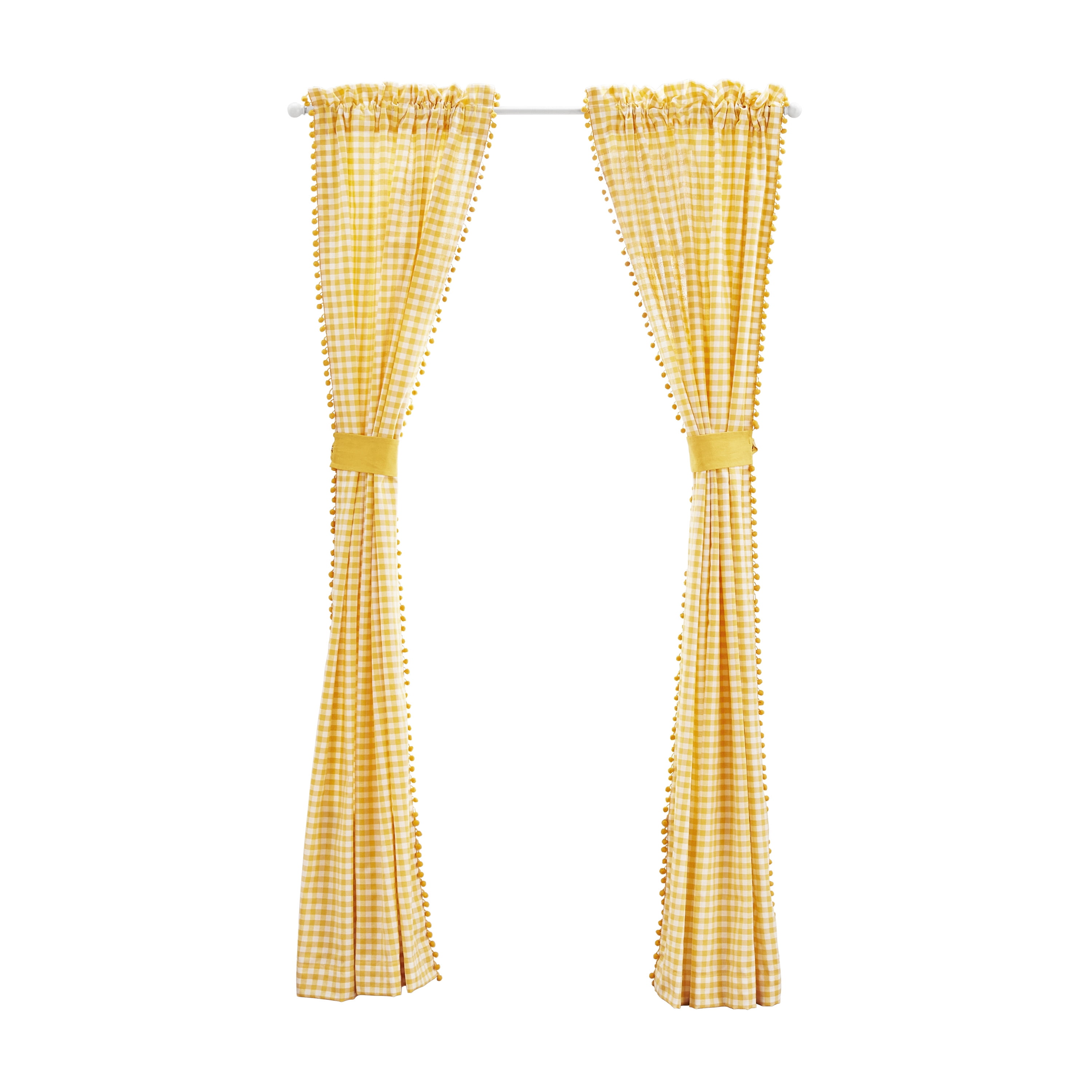 The Pioneer Woman Gingham Light Filtering Curtain Pair, Yellow