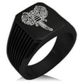 thumbnail image 1 of Stainless Steel Juggernaut Elephant Needle Stripe Pattern Biker Style Polished Ring, 1 of 1