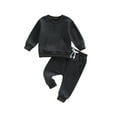 thumbnail image 2 of Musuos Baby Girls Boys 2 Pieces Outfit, 6 12 18 24M 3T Solid Color Long Sleeve Pocket Sweatshirts Tops + Elastic Waist Long Pants Set, 2 of 10