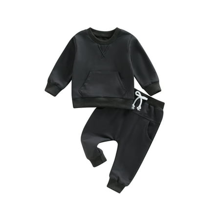 

Bagilaanoe 2Pcs Toddler Baby Girl Boy Long Pants Set Long Sleeve Sweatshirt Pullover Tops+ Trousers 6M 12M 18M 24M 3T Kids Casual Sweatsuit