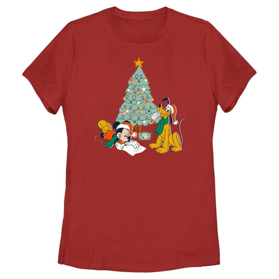 Women's Mickey & Friends Letter for Santa Graphic Tee Red Medium