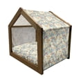thumbnail image 2 of Shabby Flora Pet House, Vintage Garden Spring Season Seamless Image Flowers Leaves Image, Outdoor & Indoor Portable Dog Kennel with Pillow and Cover, 5 Sizes, Pale Blue Purple White, by Ambesonne, 2 of 5