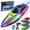 BLUE, variant on Zeemoto 10 Inch RC Boat, 15 KM/H Remote Control Racing Boat with 7-Mode LED Lights, 3 Speeds, 2 Batteries, Auto Flip Recovery, Blue