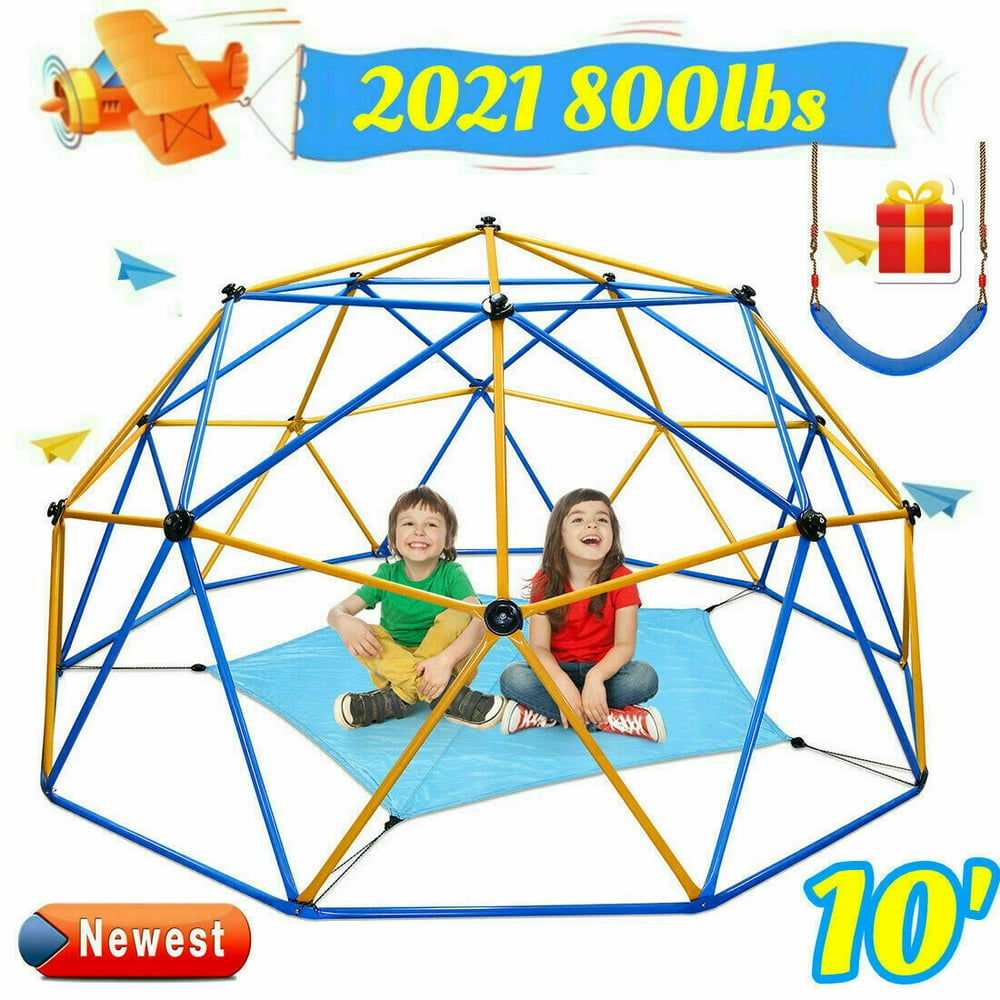 KLOKICK Climbing Dome with Swing and Hammock, 10FT Dome Climber for Kids Ages 3 to 10 Rust and