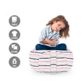 thumbnail image 2 of Geometric Storage Toy Bag Chair, Pastel Colored Modern Contemporary Horizontal Repetitive Wavy Stripes, Stuffed Animal Organizer Washable Bag, Large Size, Seafoam Pink and Teal, by Ambesonne, 2 of 3
