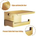thumbnail image 3 of Toilet Roll Holder with Phone Shelf Stick on Brass Toilet Paper Holder for Bathroom Stainless Steel Two Installation of Self-Adhesive and Wall Mounted, 3 of 4