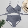 thumbnail image 3 of Women's High Waist Solid Print Bikini Set S-XL, 3 of 7