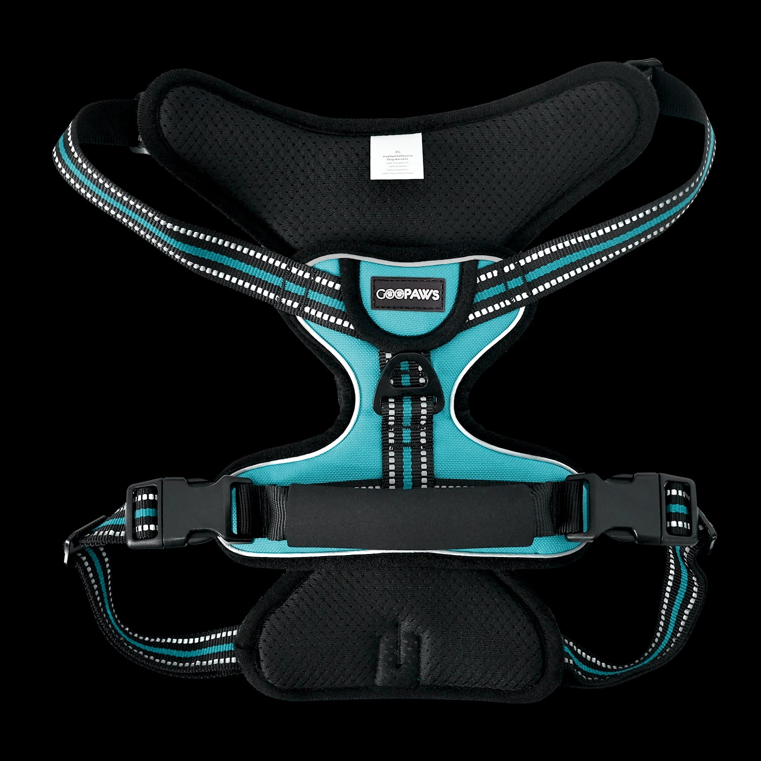GOOPAWS Padded Reflective Dog Harness, Easy Control Lightweight Dog Harness, Adjustable Outdoor Pet Harness for Small Medium Large Dogs