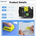 thumbnail image 2 of NineLeaf 5 Pack Compatible for Brother P-Touch TZe TZ Label Maker Tape TZe-661 TZ-661 36mm 1.4 in Laminated Black on Yellow Label Tape, 2 of 7