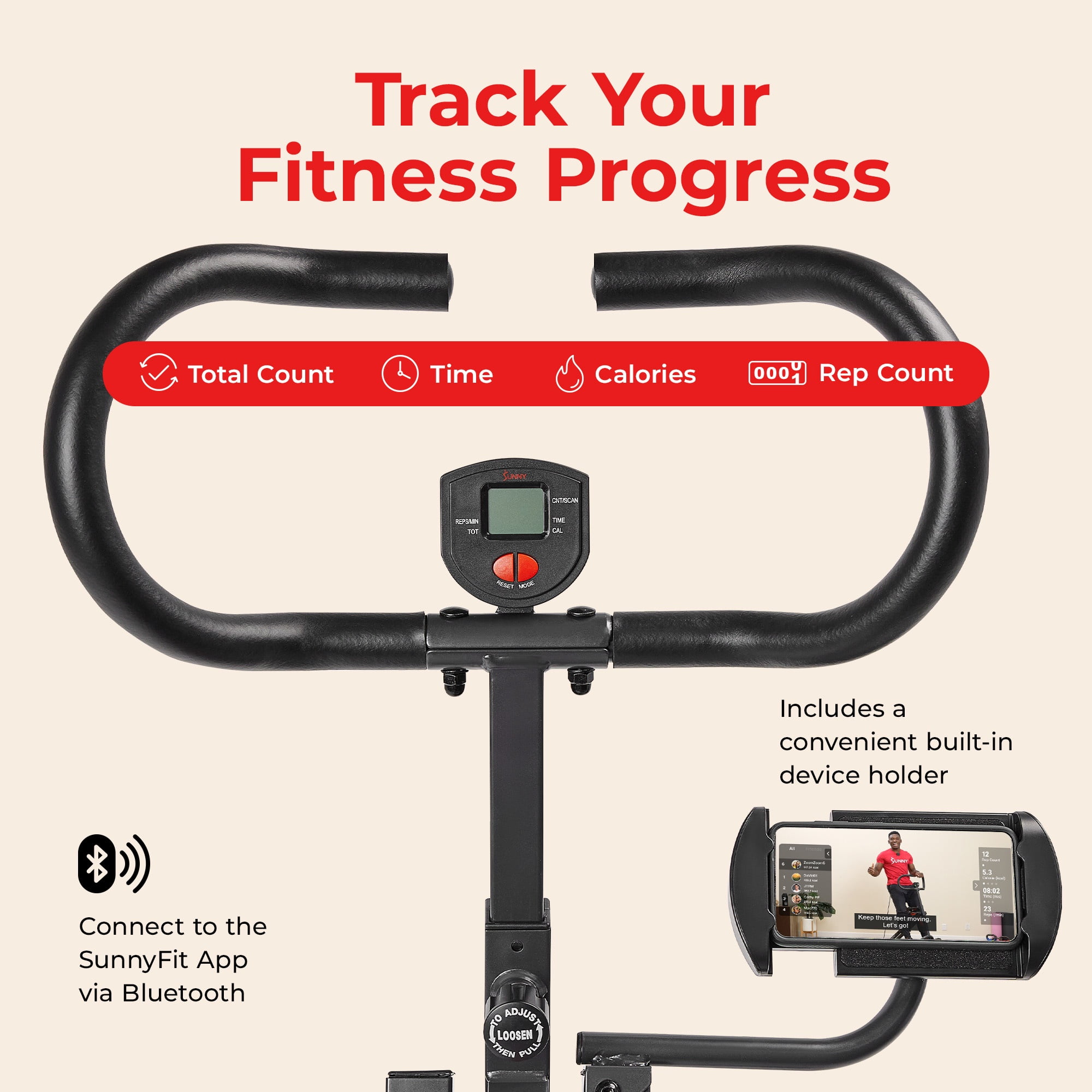 Sunny Health & Fitness SMART Row-N-Ride® Plus Assisted Squat Machine