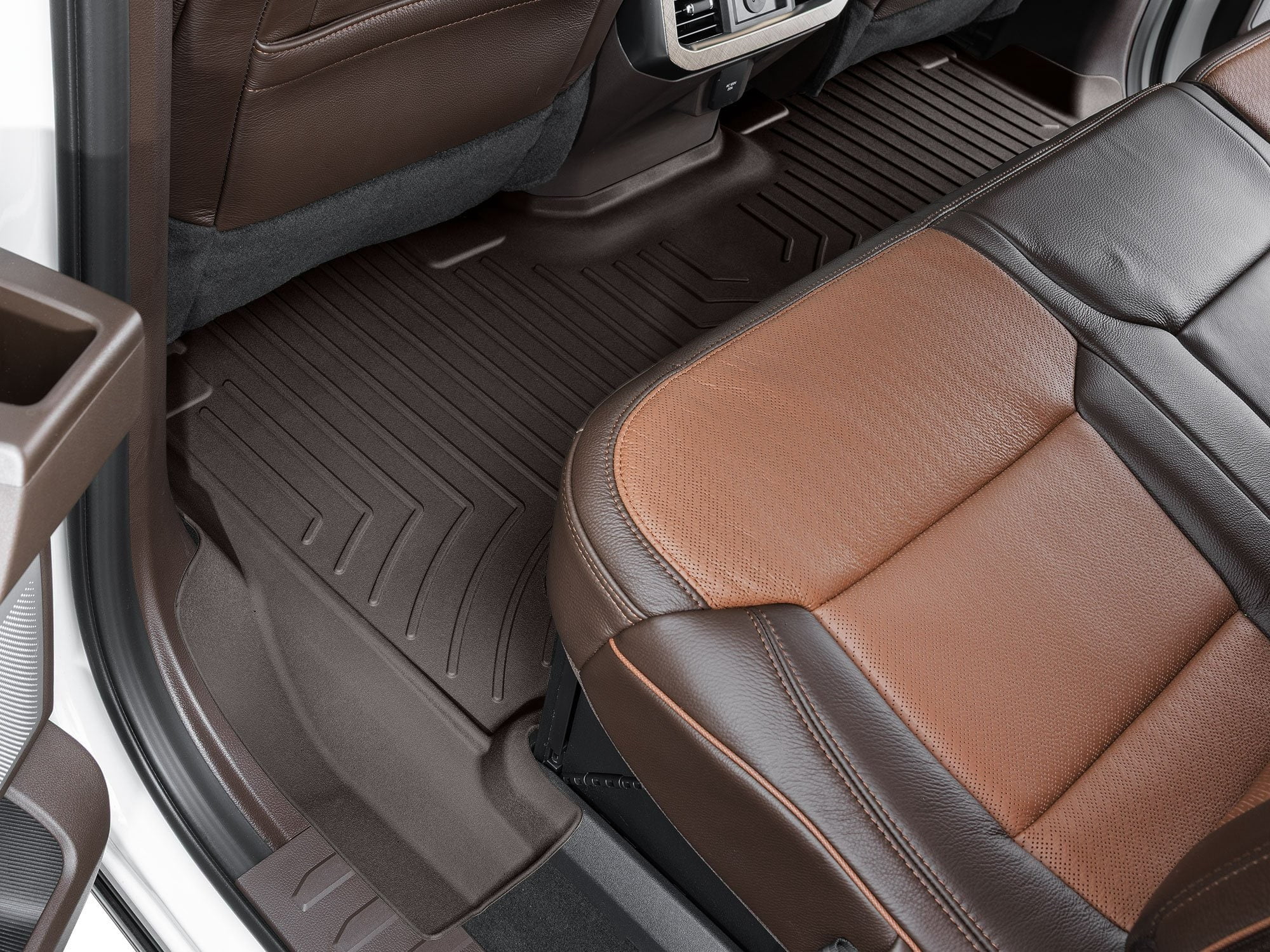 WeatherTech FloorLiner HP Custom Fit Floor Mats compatible with 2023-2024 Ford Super Duty - 2nd Row, Cocoa