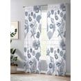 thumbnail image 4 of Sheer Curtains 84 Inches Long 2 Panels Set for Living Room, Navy Blue Coastal Semi Sheer Curtains for Windows, Nautical Starfish Coral Shell Ocean Summer Voile Window Treatments Rod Pocket Curtain, 4 of 7