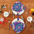 thumbnail image 2 of Iauyy Satin Napkins Set of 1- Neon Star Mandala Pattern DIY Printing Decoration Cloth Napkin- Easy Care for Home/Party, 2 of 8