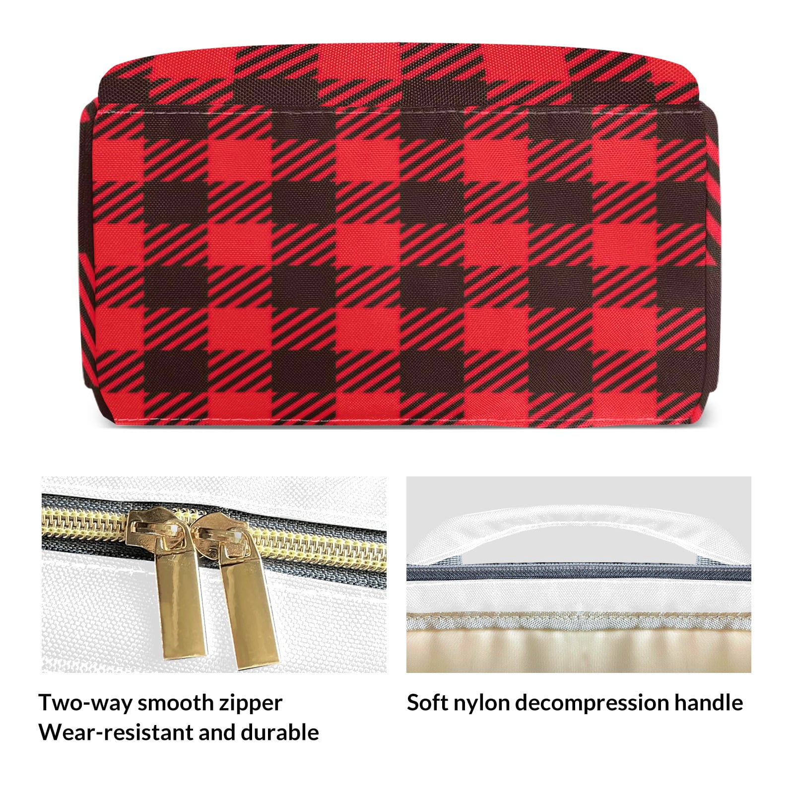 Buffalo Plaid Diaper Backpack – Large Capacity, Insulated Baby Bottle Pocket, Multifunctional Mommy Bag for Boys & Girls