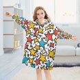 thumbnail image 5 of FORMRS Wearable Blanket Hoodie with Sleeves for Kids Cozy Flannel Sweatshirt, Colorful Stars, 5 of 7