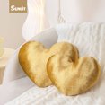 thumbnail image 6 of Sunlit Heart Shaped Pillow, Set of 2, Heart Decorative Throw Pillows, Velvet Love Pillows Cute Pillow 20 & 16 Inches, Valentines Day Decorations, Wedding Decor, Golden, 6 of 8