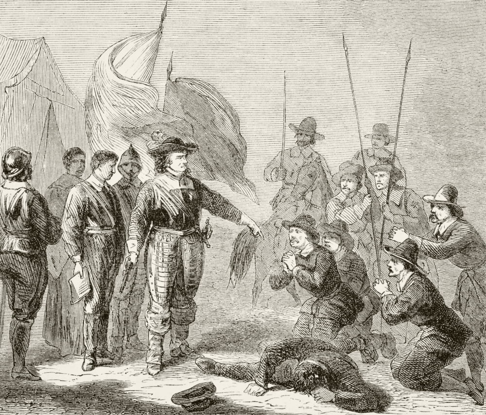 Oliver Cromwell Suppressing A Leveller Mutiny In The Army 1649 From The National And Domestic History Of England By William Aubrey Published London Circa 1890 Canvas Art - Ken Welsh Design Pics (15 x
