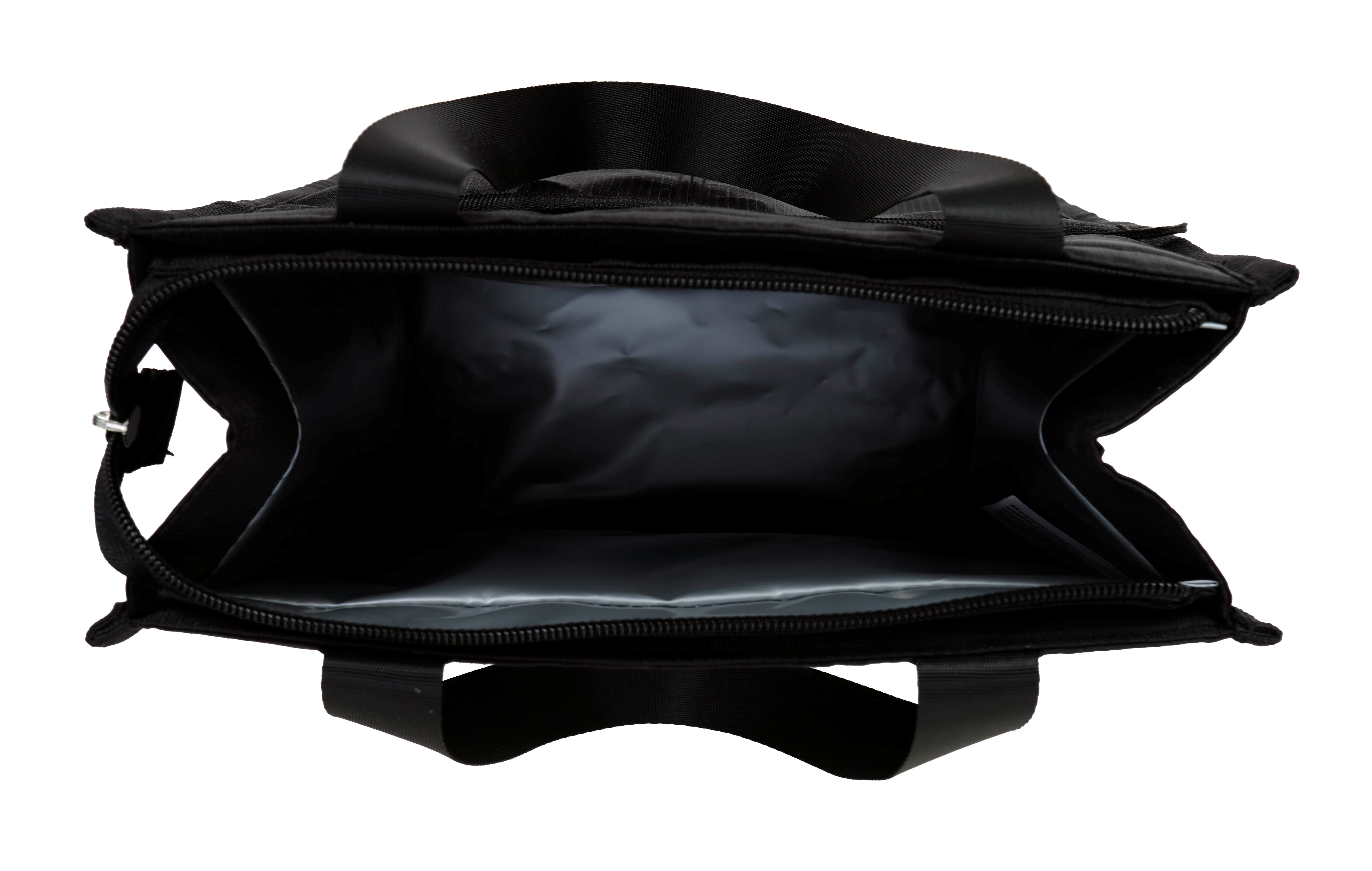 Mainstays Black Reusable Polyester Lunch Bag, Rounded Top, Zippered Main Compartment and Front Pocket
