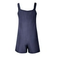thumbnail image 7 of Riforla Summer Short Rompers for Women Casual Loose Sleeveless Tie Knot Strap Jumpsuits Overalls with Pockets Women's Jumpsuit Dark Blue_001 S, 7 of 7