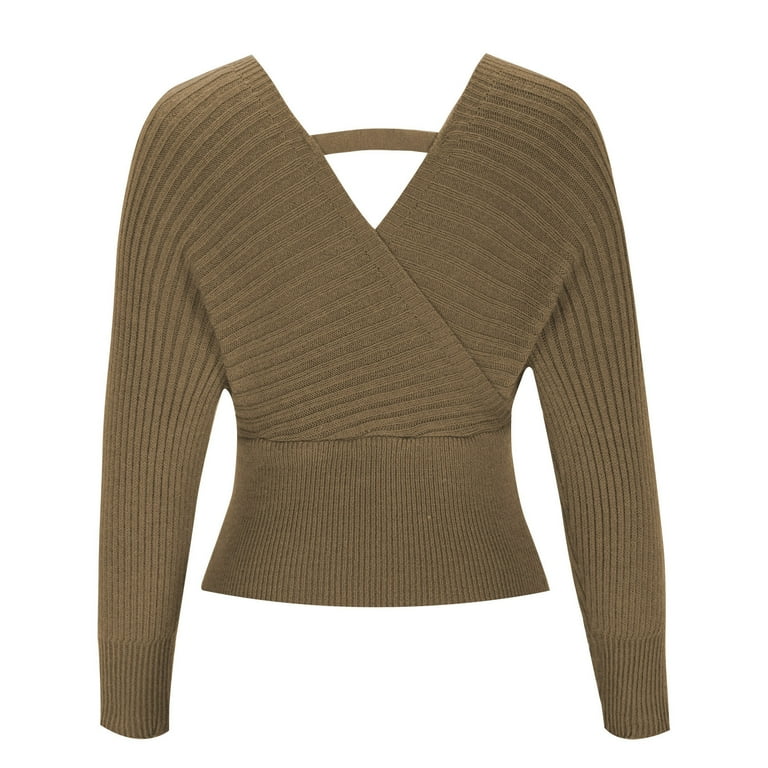 Loose Cross Bandage Round Neck Knitting Sweaters Loose Cross Bandage Round Neck Knitting Sweaters