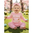 thumbnail image 4 of BemeyourBBs 2Pcs Baby My First Easter Outfit Newborn Baby Girl Easter Outfit Long Sleeve Bunny Ear Letters Carrot Print Romper and Bow Headband Set Infant Spring Clothes, 4 of 9