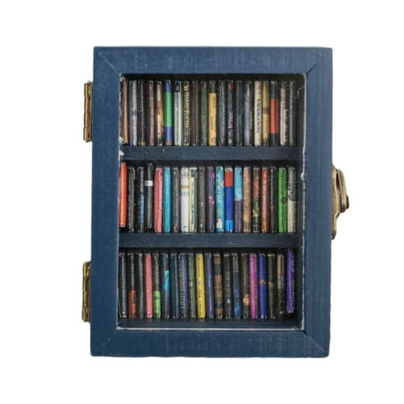 Mini Bookshelf Miniature Anty-anxiety Bookshelf With 60Books Wooden Tiny Book Library Stress Reliever Home Decor Creative Gifts