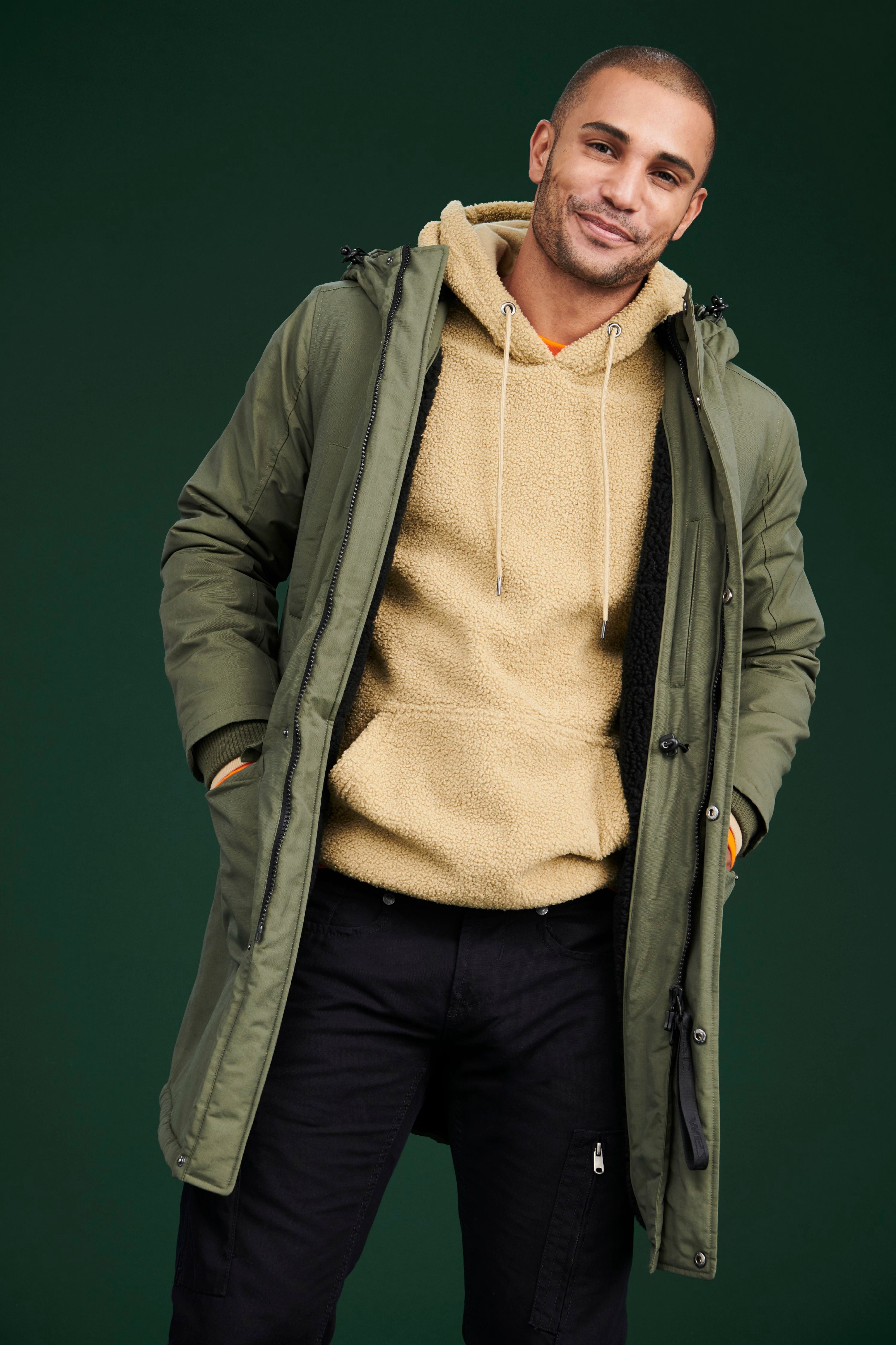 No Boundaries Men's and Big Men's Sherpa Hoodie, up to Size 5XL