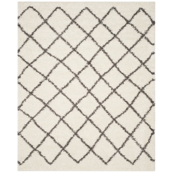 SAFAVIEH Dallas Jerrie Geometric Shag Area Rug, Ivory/Dark Grey, 8' x 10'