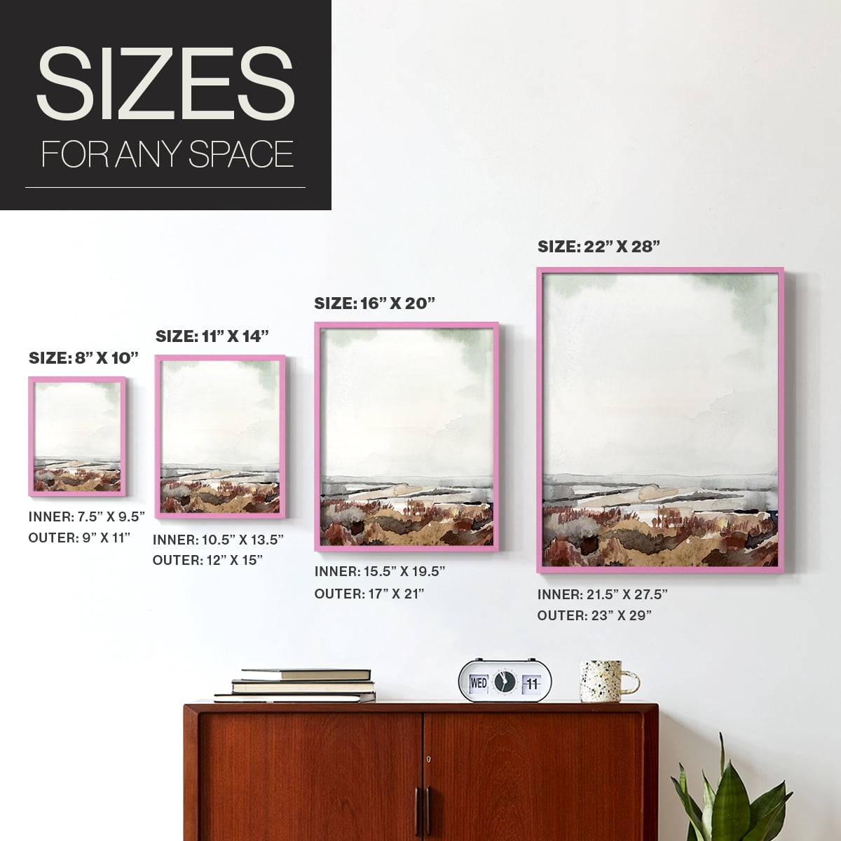 Coastal Inlet Study I Framed Print in Pink Solid Wood Framed Print No Nail Hanging