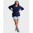 thumbnail image 6 of Hanes Women's Long Sleeve Scoop-Neck Cotton T-Shirt (Plus Size) Navy 3X, 6 of 10