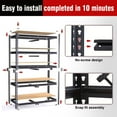 thumbnail image 4 of ZEUKMXOO Garage Storage Shelving, 40"W Heavy Duty Shelves, 72"H Adjustable 5-Tier Metal Shelving Unit, 2400Lbs Storage Rack for Garage, Basment, Warehouse, Kitchen, 4 of 8