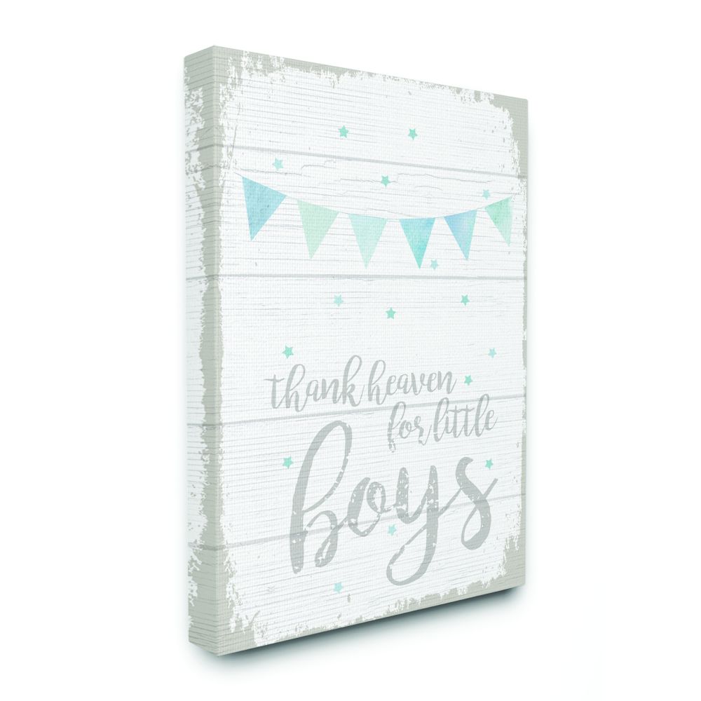 The Kids Room by Stupell Thank Heaven Boys Blue Kids Word Design Canvas Wall Art by Daphne Polselli