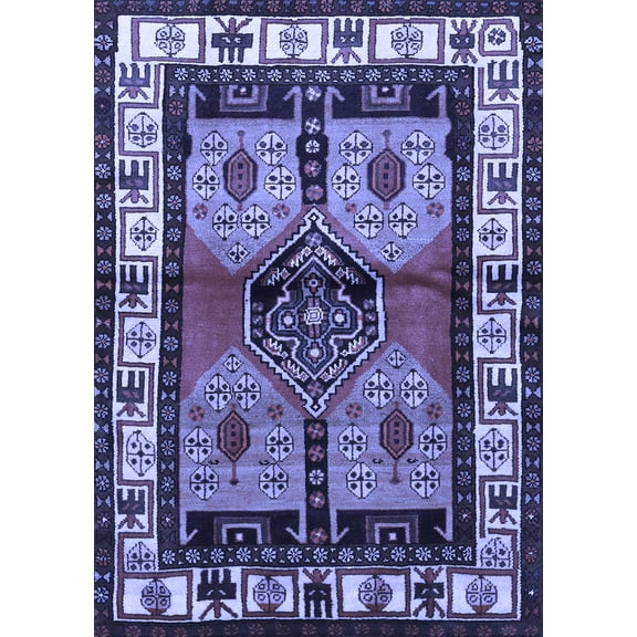 Ahgly Company Indoor Rectangle Persian Blue Traditional Area Rugs, 5' x 7'