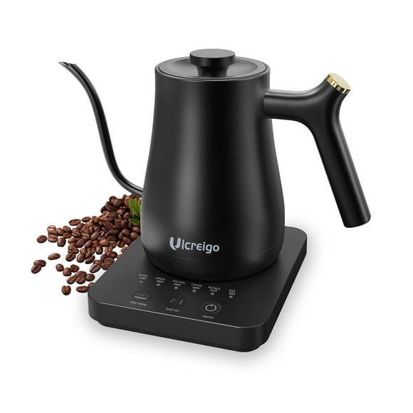 Gooseneck Electric Kettle,Ulcreigo Tea Kettle for Boiling Water, Temperature Control with 5 Variable Presets,Hot Water Boiler Heater for Pour Over Co