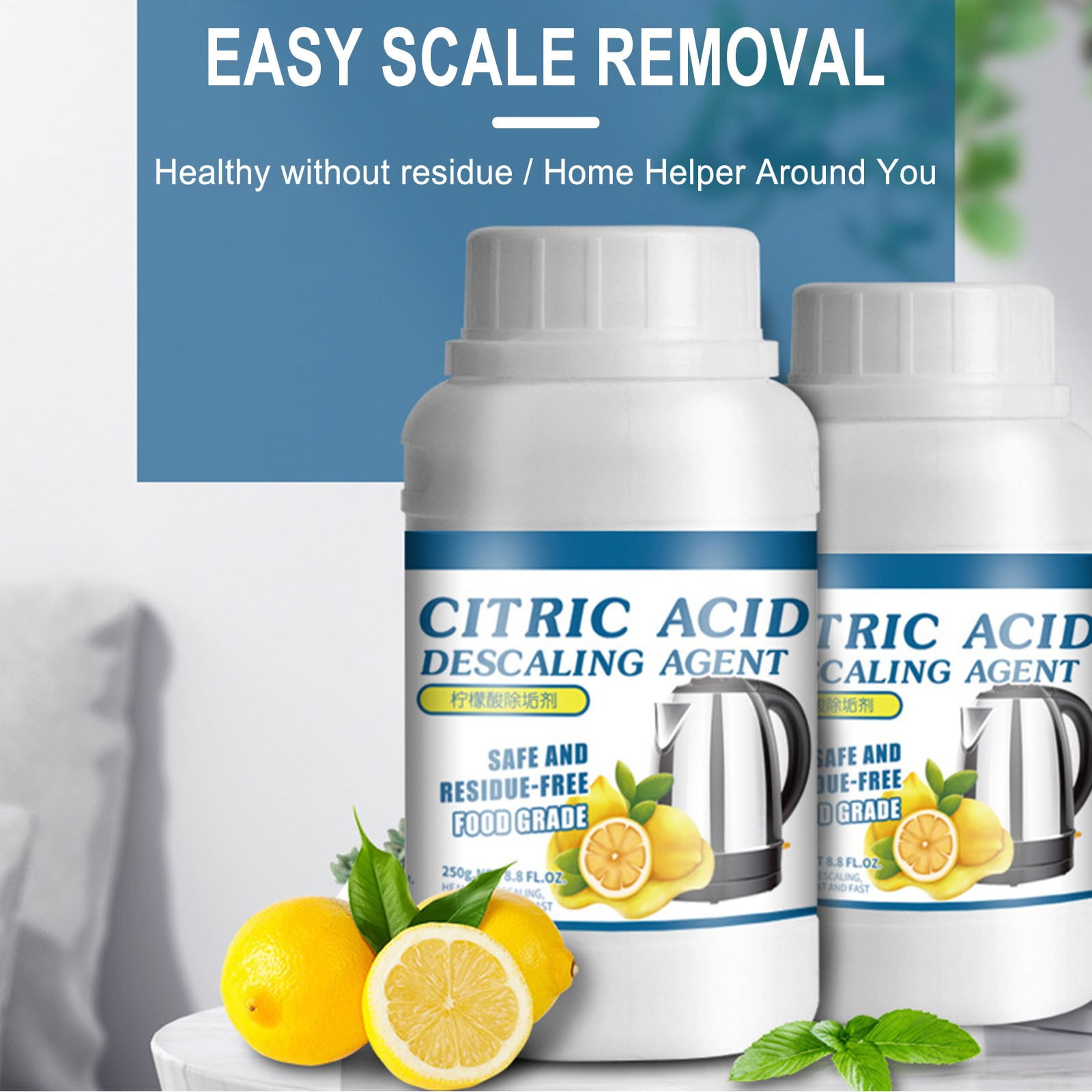 Powerful Limescale Removal,Water Bottle Cleaning,Distiller Descaler Citric Acid Cleaner,Citric Acid Powder for Cleaning Water Distillers,Hard Water Stain Remover for Hot Water Dispenser Kettle