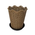 thumbnail image 3 of 8.6in Boho Woven Plant Pot with Drainage Tray,Rustic Rattan Flower Basket, Decorative Wicker Planter for Indoor Plants, Boho Home Decor for Living Room,Bedroom, Office, 3 of 7