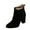 Black, variant on Fesfesfes Chelsea Boots Women Ankle Buckle High Heel Slip Pointed Toe Winter Chunky Ankle Back Zipper Shoes 4.5(35)