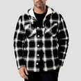 thumbnail image 2 of HAiming Fleece Lined Jacket for Men Plaid Button Drawstring Hooded Coats Long Sleeve Casual Warm Fashion Clothes, 2 of 4